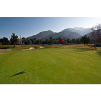 No. 6 at Glen Ivy Golf Club is a par 4 that doglegs to the right. The green is protected by two sand bunkers and numerous oak trees. Trees come into play on the tee shot, and on the second shot as well.