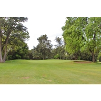 It takes an accurate shot to get through the narrow gap in the trees to reach the 11th hole on the championship course at Bing Maloney Golf Complex in Sacramento.